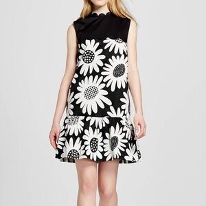 Victoria Beckham for Target Black Daisy Scallop Trim Dress - Size XS